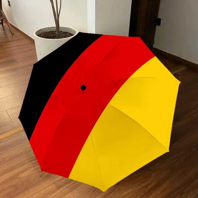 1PC Black Red Yellow Flag Automatic Open/Close Umbrella Compact Folding Umbrella with 8-Rib Shaft Lightweight Esign, Highquality Fabric1209A