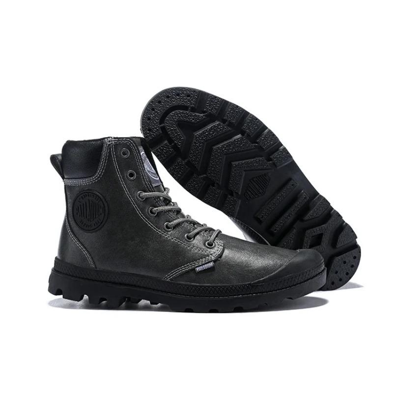 Black Leather Men Pampa Cuff Tactical Army Ankle Working Boots,Comfortable High Quality Walking Safety Walking Shoes
