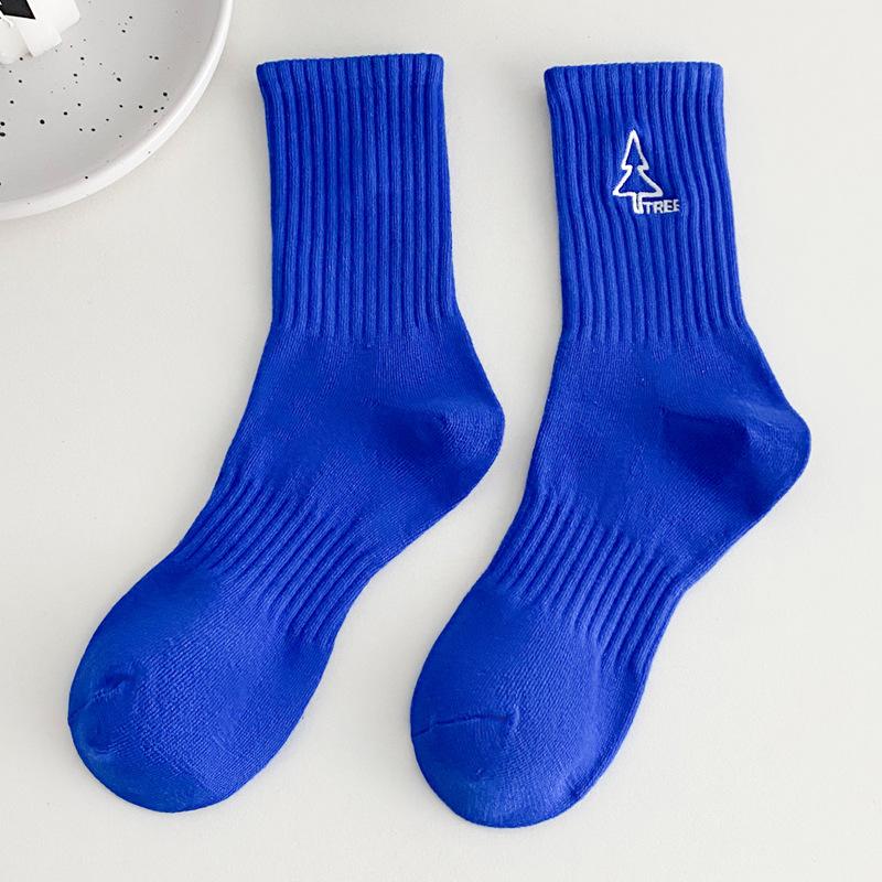 5 Pairs of Female Spring and Summer New Trend Cartoon Embroidery Absorbs Sweat In The Sport Tube Socks