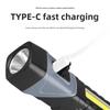Cordless 90° LED Work Flashlight with Tail Magnet and TYPE-C Rechargeable Plastic Belt