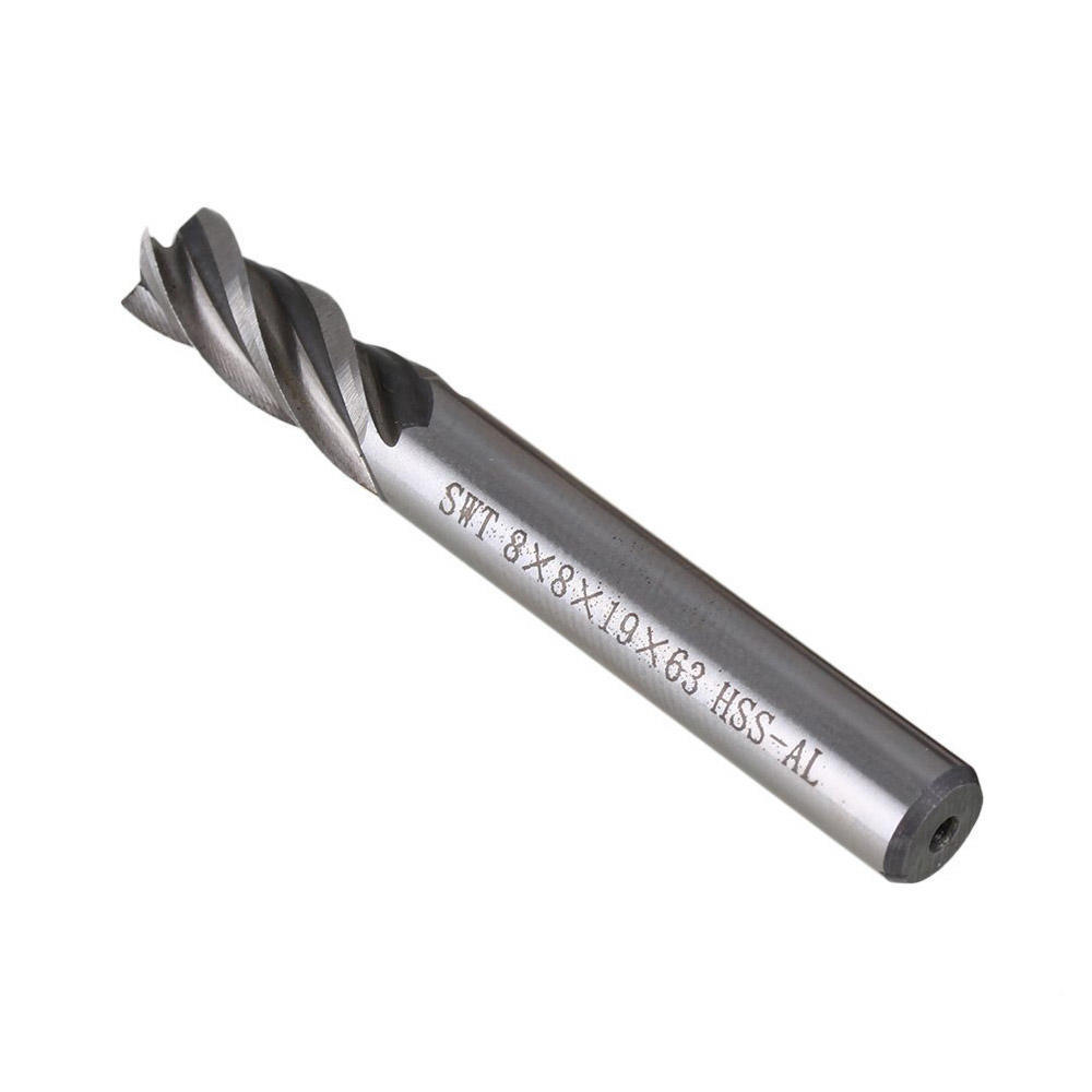 8mm Straight Shank Milling Cutter 4 Flute HSS CNC Mill Milling Cutter Metal Drill Bits Cutting Tool