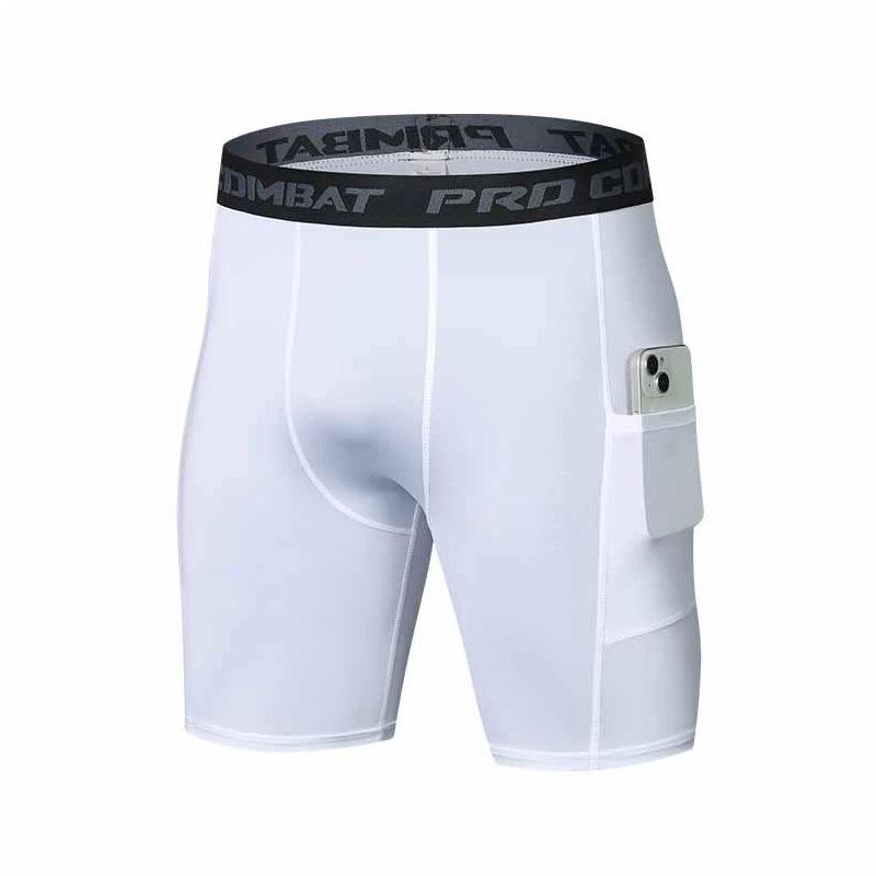 Men's Quick-Dry Compression Shorts with Pockets - High Elasticity, Ideal for Running, Training, and Basketball.