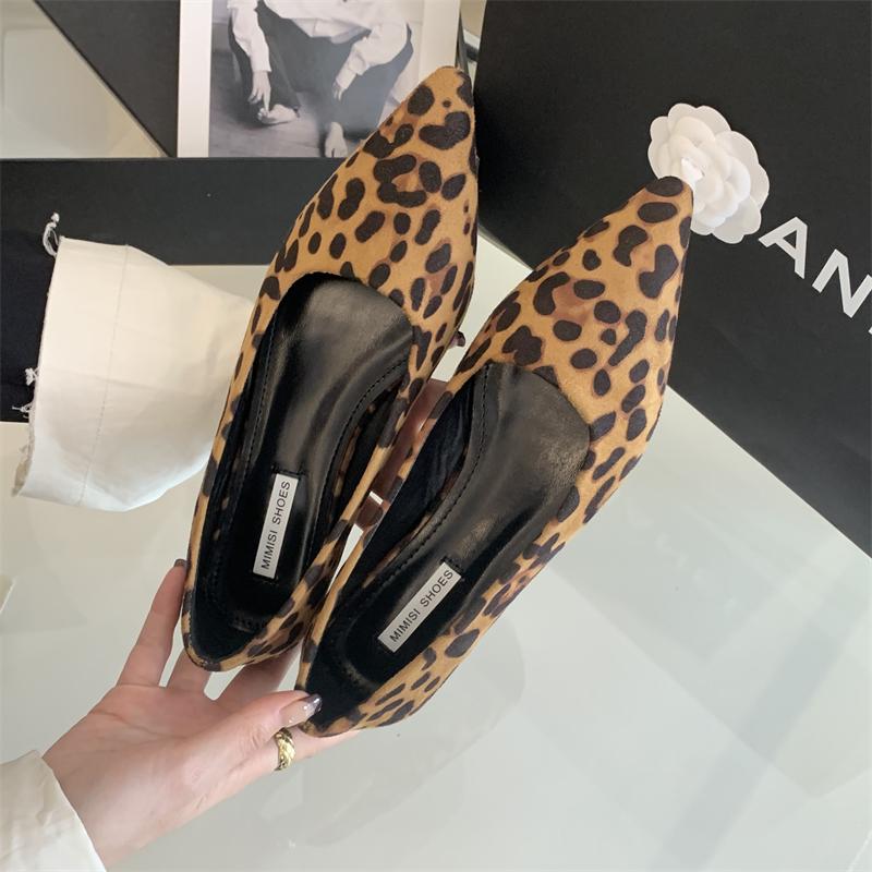 

Bailamos Female Shallow Flats Shoes Women Slip On Casual Loafer Flat Pointed Toe Ballerina Brand Leopard Pattern Autumn Mujer 35