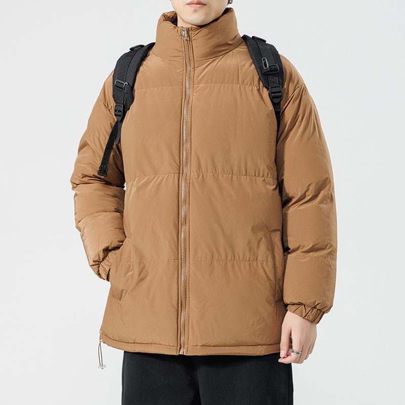 Winter New Solid Color Stand-up Collar Loose Thickened Bread Clothes Korean Version of Youth Casual Cotton Clothes Jacket