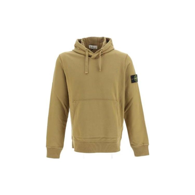 STONE ISLAND Ss23 Logo Patch Drawstring Hooded Pullover Long Sleeve Sweatshirt Men Sweatshirt Ginger-Yellow 101564151-V0098