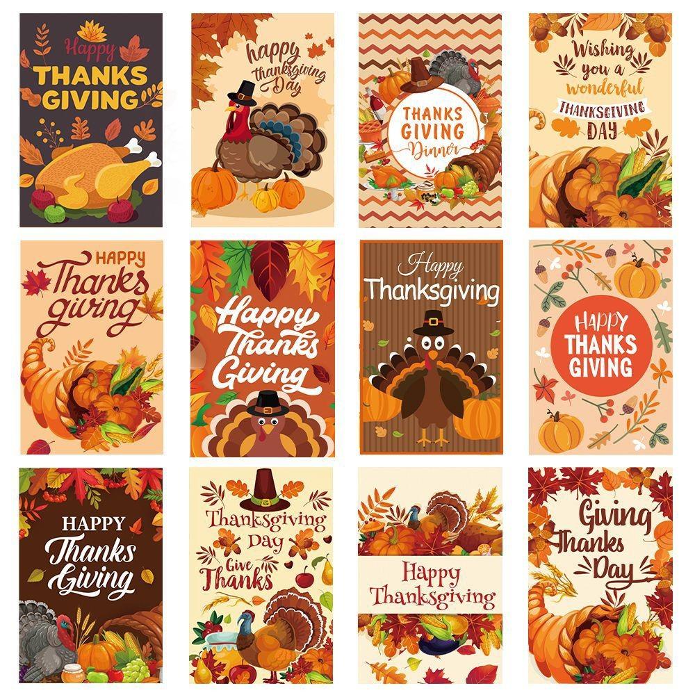 Thanksgiving Paper Turkey Envelope Greeting Cards Set Party Invitation Letter