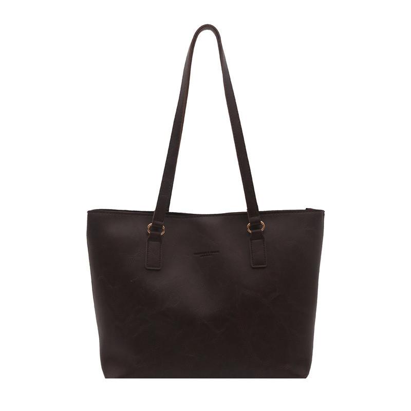

Women Pu Tote Bag With Solid Color Design And Letter Embossing Everyday For коричневый