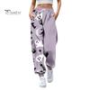 Women Sweatpants Elastic High Waist Adjustable Drawstring Joggers Pants Halloween Pumpkin Print Fitness Pants