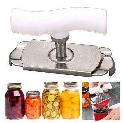 Can Opener with Adjustable Handle Easy Grip Stainless Steel Lid Remover Bottle Opener Smooth Rotation Jar Opener for Arthritis Seniors