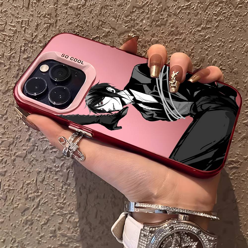 Black Butler Phone Case For iPhone 16 15 14 13 12 11 Plus Pro Max multicolor Aurora laser Shockproof Funda Cover