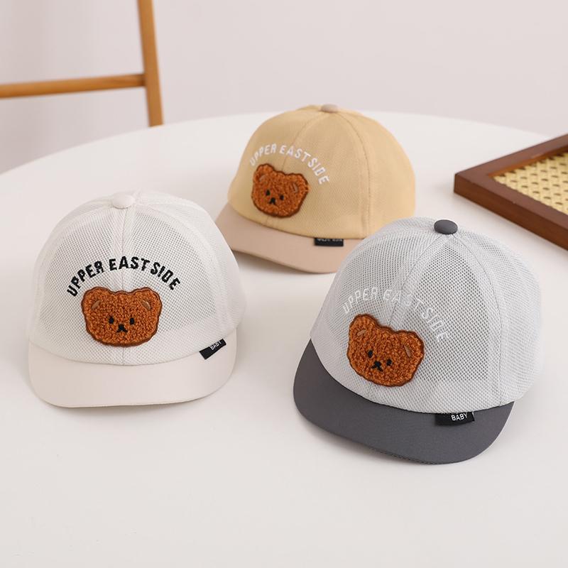 Bear Baby Summer Hat Mesh Kids Baseball Caps for Girls Boys Accessories Korean Toddler Baby Sun Hats 5-18M