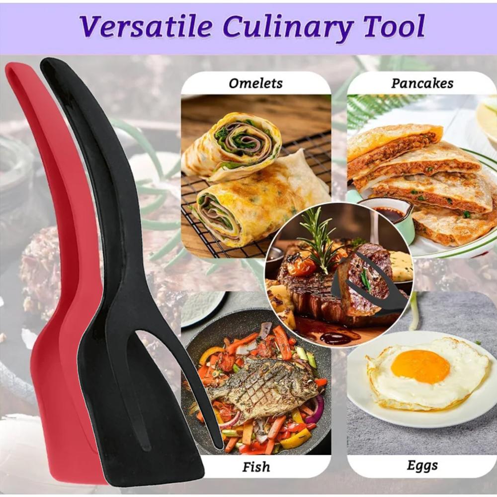 Multifunkční 2 v 1 obracečka kleště pro kuchyňské vejce steak toast šunka smažené kleště nepřilnavé kleště nové kuchyňské doplňky