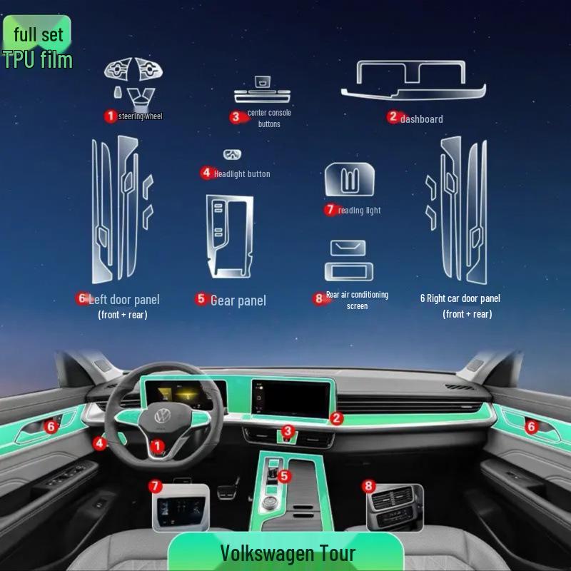 Volkswagen Talagon Interior Protective Film for Console, Dashboard, Navigation, Gear Shift, and Screen Decor