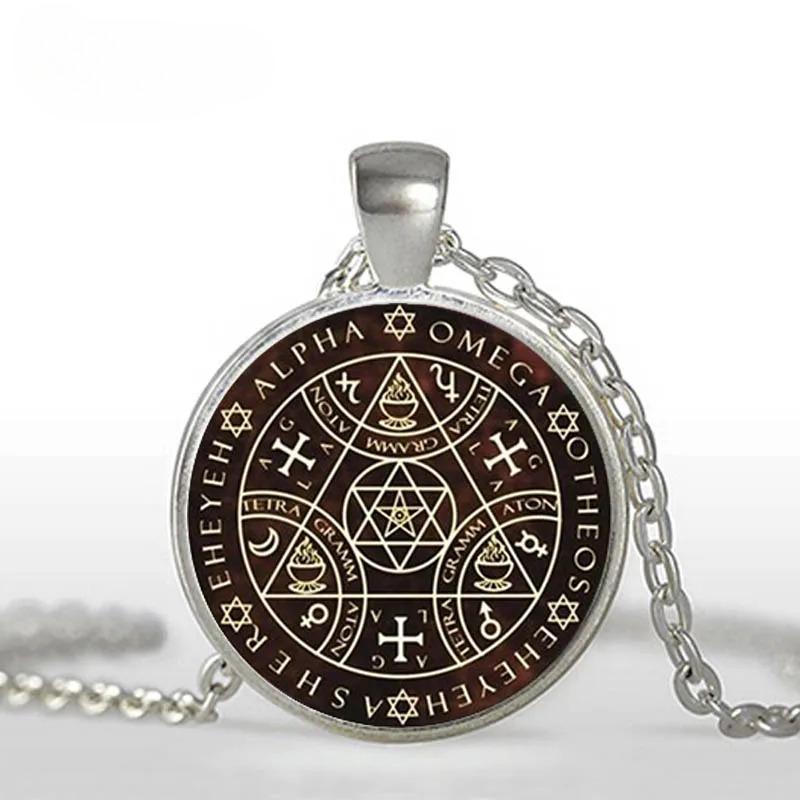 Vintage-Style Necklace With A Round Solomon Logo Pendant; A Necklace Jewelry Gift.