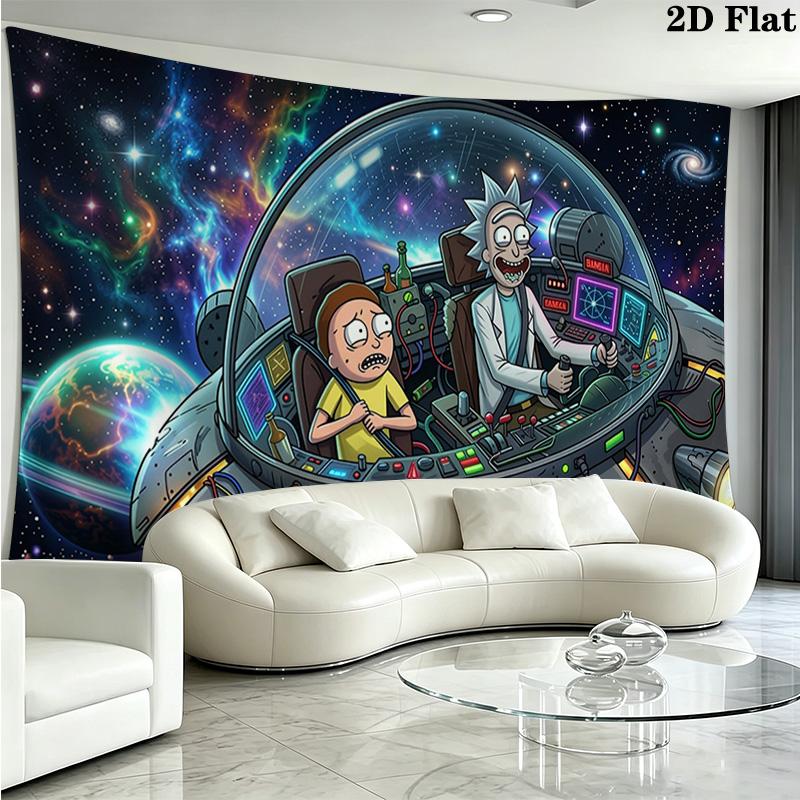 Rick y morty Wall Tapestry Aesthetic Wall Hanging Printed Fabric Blanket Decorative Tapestries for Bedroom Living Room Home Decor