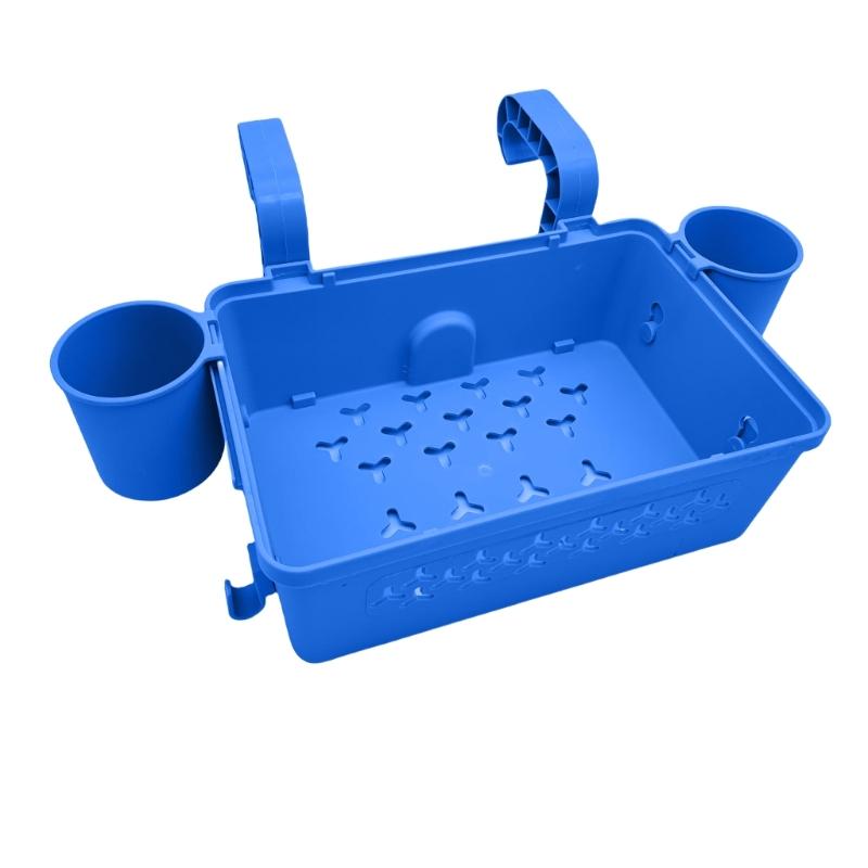 Swimming Pool Drinks Holder Hanging Storage Basket, Waterproof Mesh Organizer Removable Frame for Swim Gear Accessories