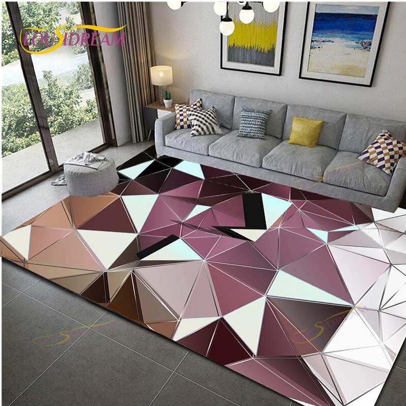 Geometric Carpet for Living Room Velvet Rug Kids Bedroom Bedside Rugs Soft Square Fluffy Carpets Home Sofa Table Decor Mat