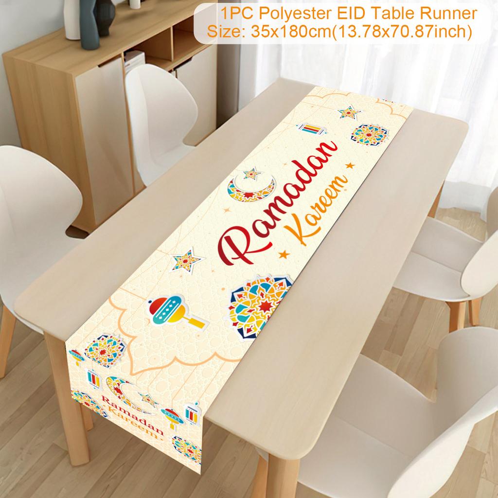 Ramadan Decor Table Runner EID Mubarak Decoration 2024 For Home Tablecloth Ramadan Kareem Islamic Muslim Party Eid Al Adha Gifts