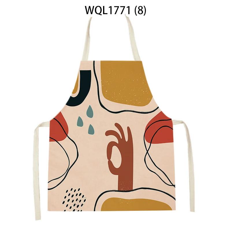 Cartoon Modern Girl Plants Printed Kitchen Apron Men Women Abstract Characters Cooking Aprons Waist Bib Cleaning Pinafores