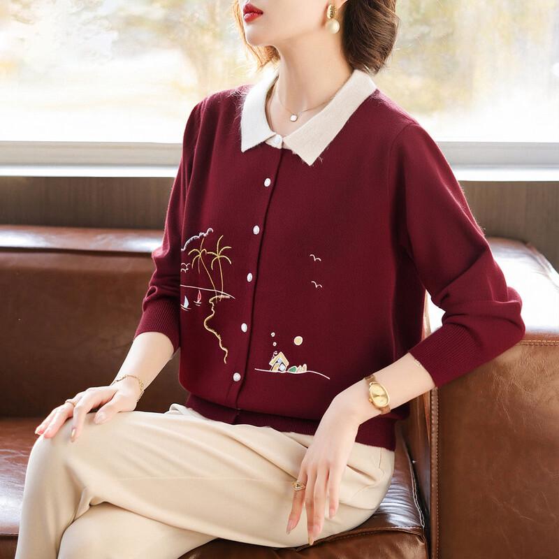 

QianLian Women s 2025 Autumn Knitted Casual Top 3XL