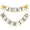Wedding Banner Decorations Just Married Paper Wedding Garland Supplies Proposal Engagement Signs Outdoor Party Bride's Room Photp Prop Decorations