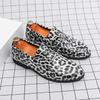 Men's Loafers 46 Large Size Summer New Casual Shoes Fashionable Men's Leopard Print One-pedal Leather Shoes