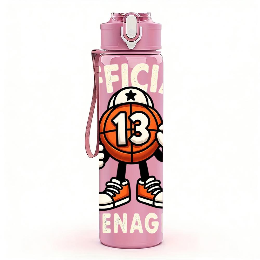 1PC Number 13 Teenager Mascot Figure 750ml Color Plastic Water Bottle Leakproof Flip Straw Lid For Sports Office Home Use