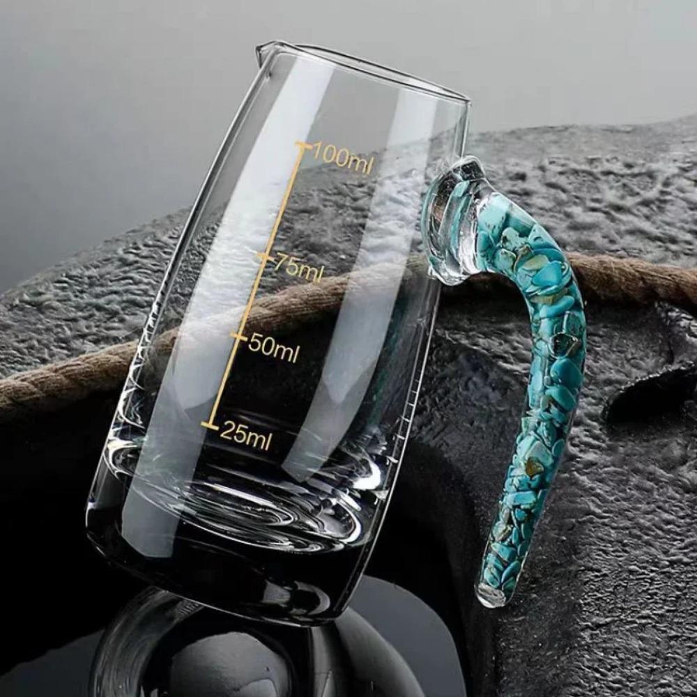 1 pot, 6 cups of turquoise Baijiu cup set, luxury one cup, small wine cup, crystal glass wine dispenser, strong wine cup