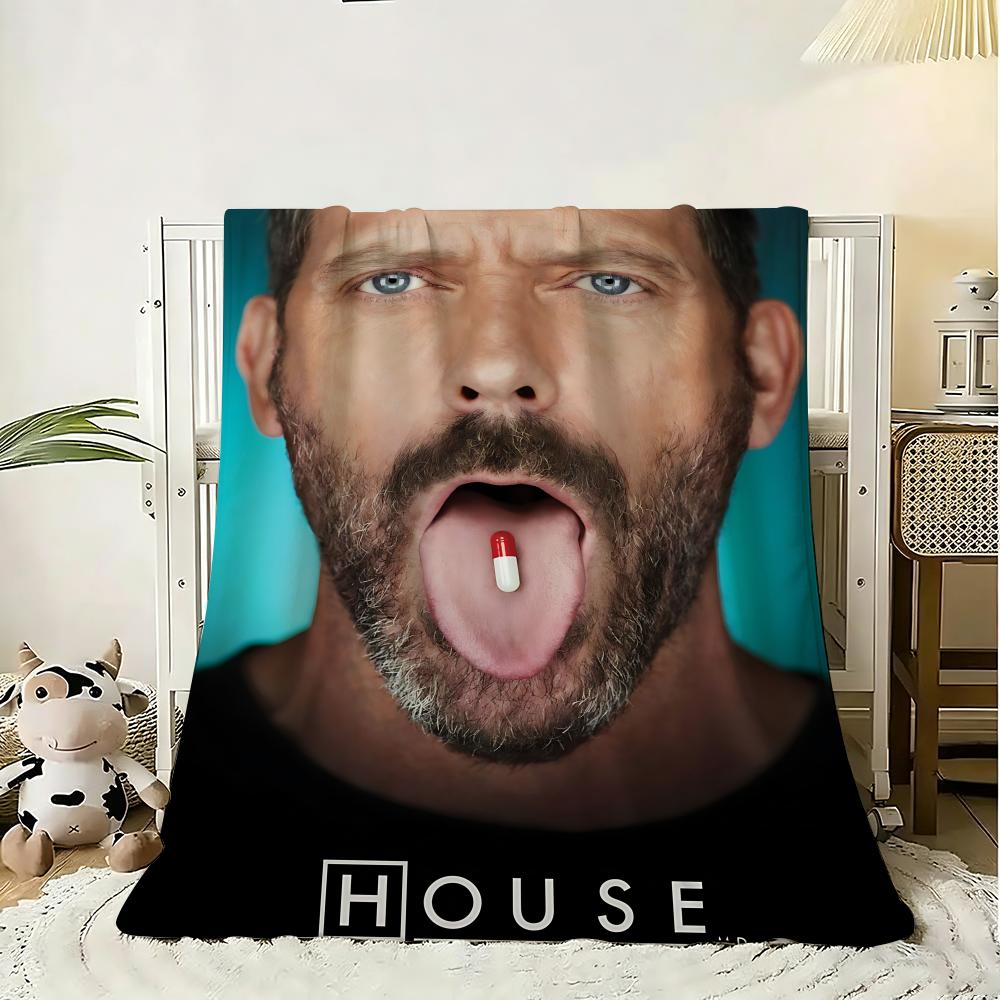 House MD TV Classic Vintage Throw 240g Flannel Blanket Lightweight Soft Skin-friendly Summer Thin Throw Blanket 75x90cm