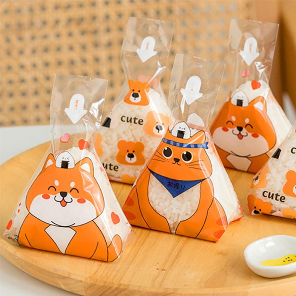 100Pcs Disposable Rice Ball Wrapper Cartoon Pattern Sushi Bag Business