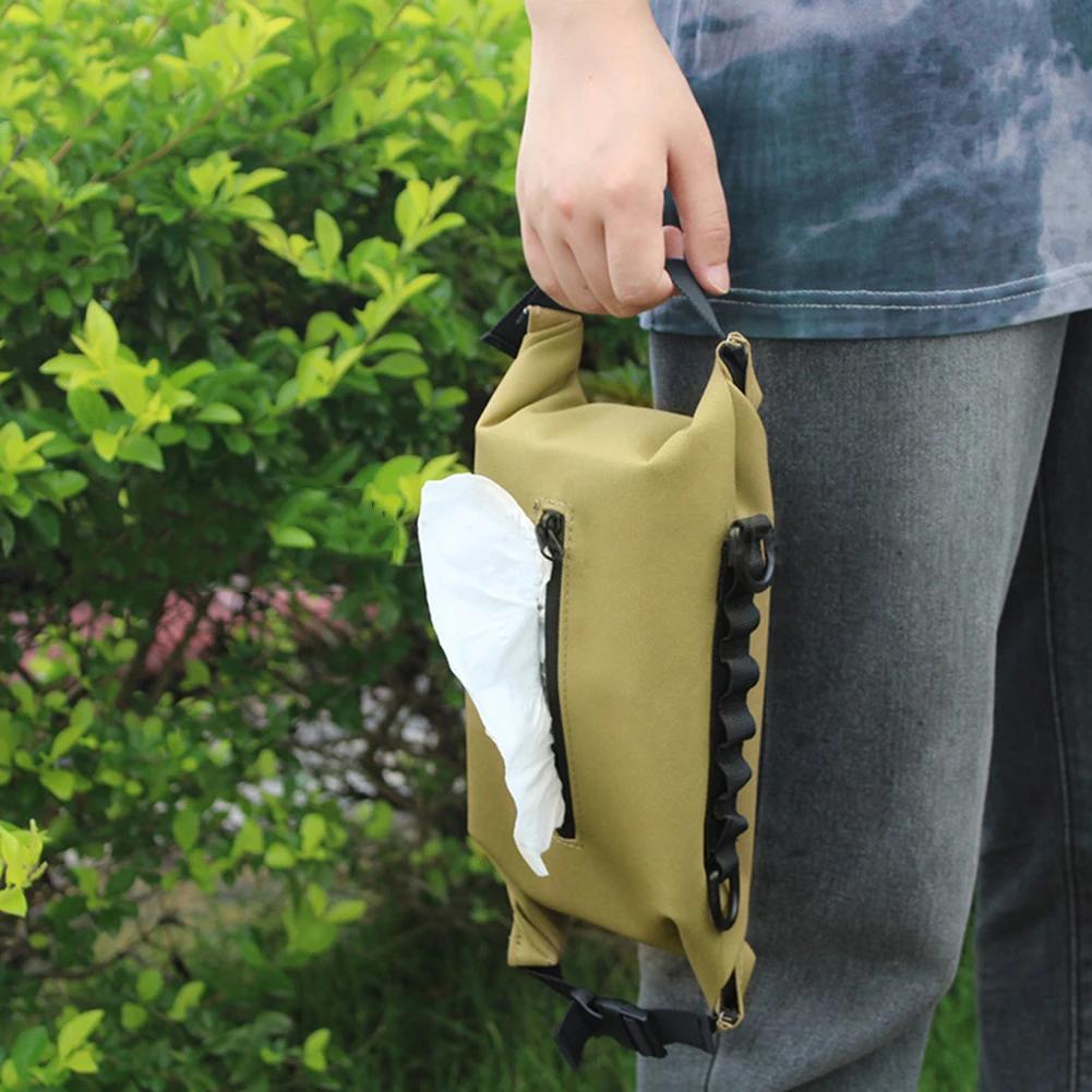Outdoor Wet Tissue Box Canvas Paper Towels Wet Wipes Dispenser Hanging Storage for Outdoor Camping Accessories