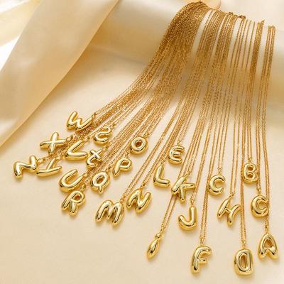 18K Gold-Plated Personalized Letter Pendant Necklace with Collarbone Chain