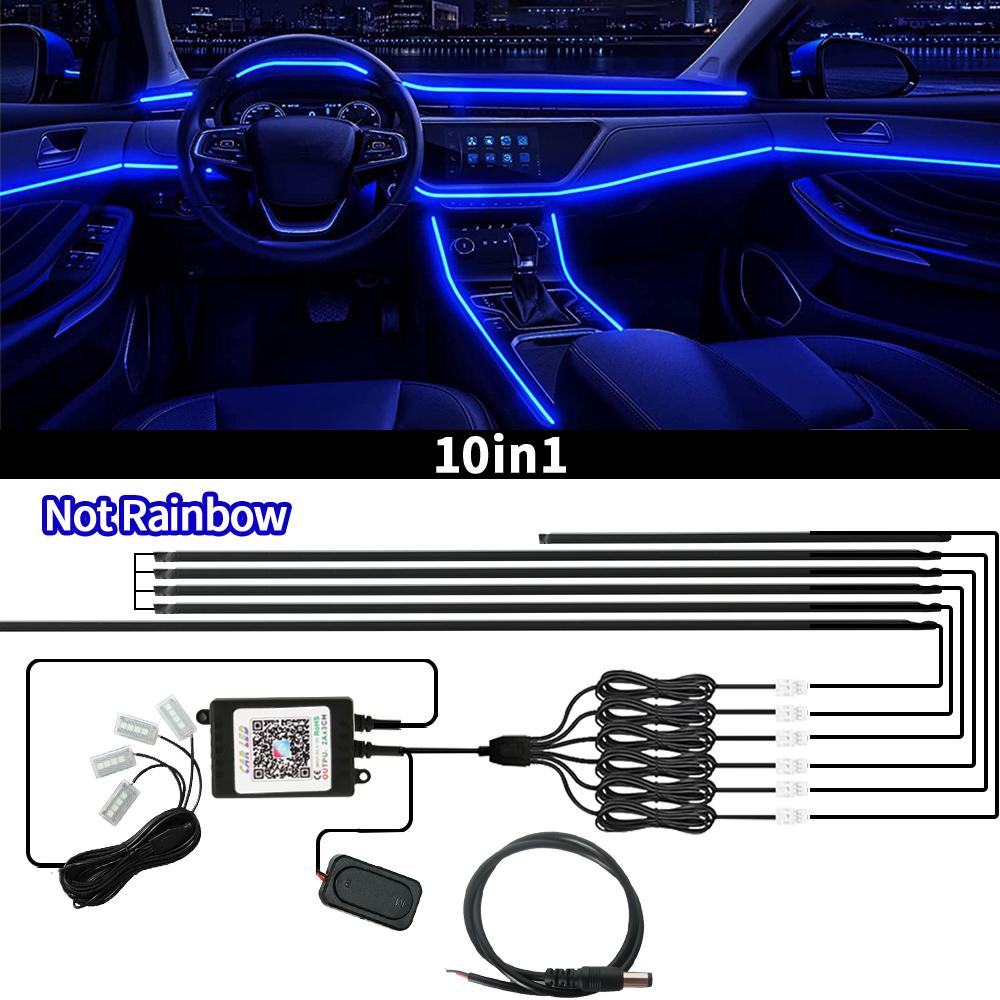 6/10/18 In 1 Car Ambient Light For BMW 64 Colors RGB Symphony Hidden LED Neon Strip Music APP Control Interior Atmosphere Lamp