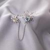 Dark Spider Ear Cuff: Metal Chain, Moonstone Water Drop & Web Design