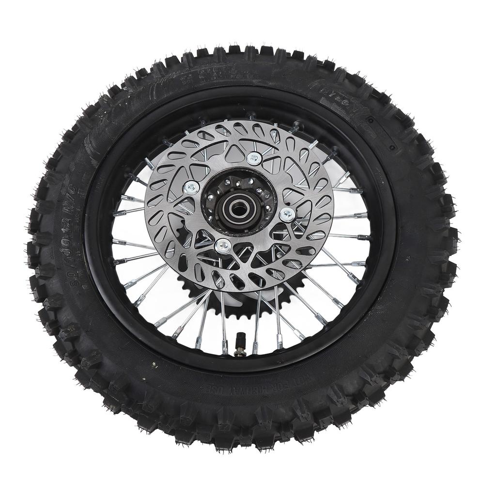 12 Inch Dirt Bike Rear Wheel Rim 80 100 12 3.00 12 Rear Wheel Tire and Rim Inner Tube 15mm Axle with Brake Rotor and