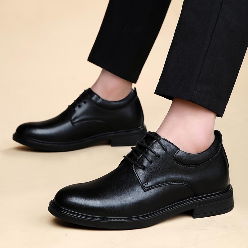 Fashion Brand Men's Comfortable Interior Height Increasing Business Casual Leather Shoes Fashionable Men's Classic Lace Up Banquet Shoes