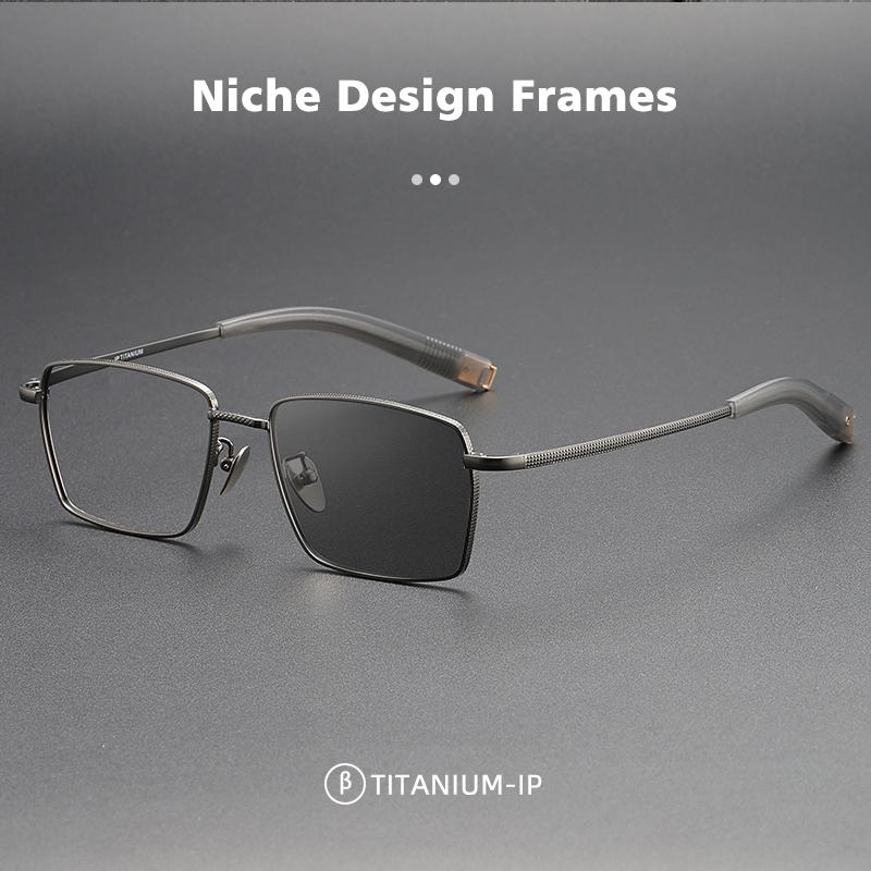 BLMUSA Ultraleichte Titan Lesebrille Herren Retro Große Quadratische Myopiebrille Photochrome Korrektionsbrille