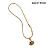 Tiger Eye Stone Pendant Necklace Titanium Steel Women Necklace Sweater Chain  Jewelry Accessories