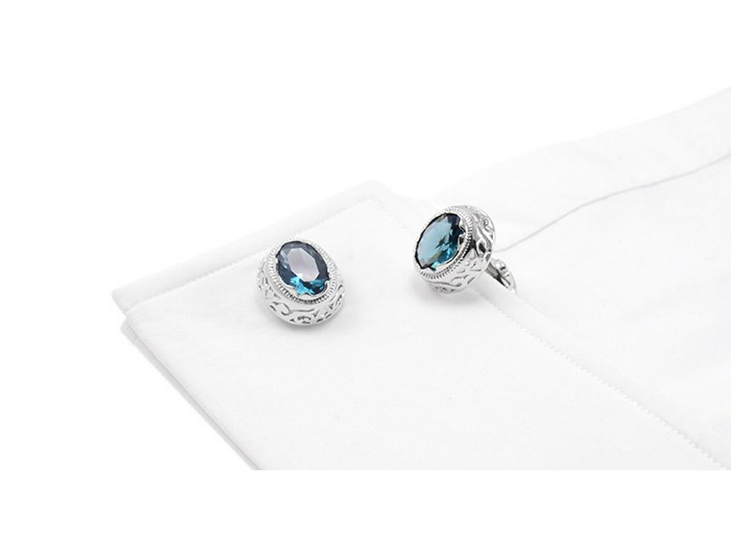 Savvas Men's Red Crystal Cufflinks & Women's Oval Glass Cufflinks Set