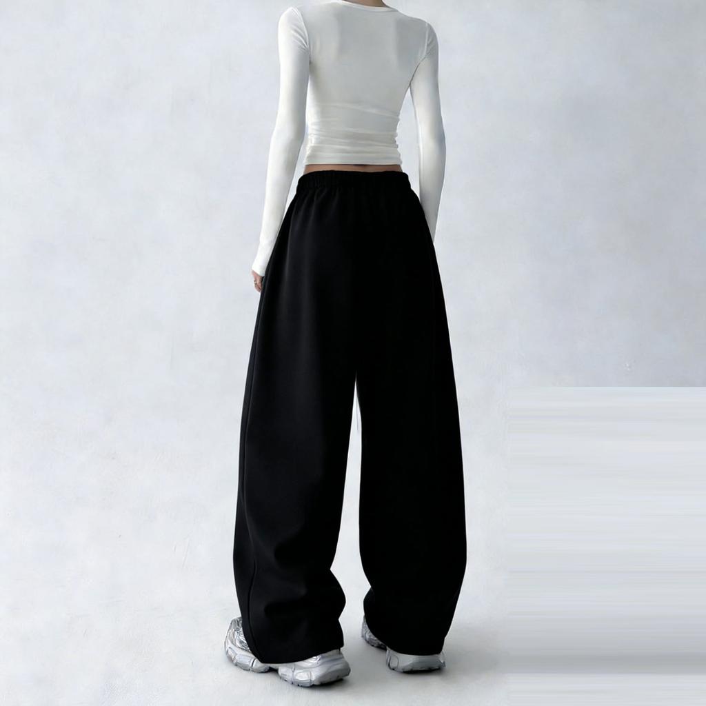 Pantalon de survêtement athlétique ample à jambes larges taille haute amincissant pour femme