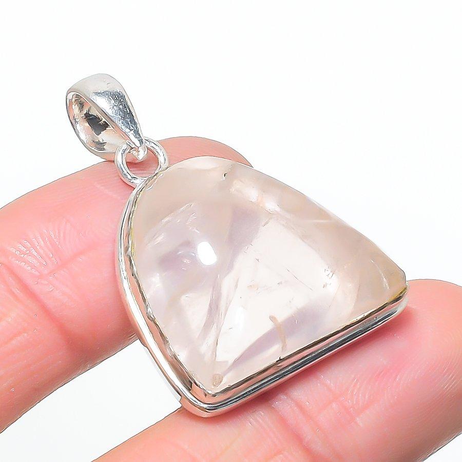 Natural Rose Quartz Gemastone 925 Sterling Silver Jewelry Pendant 1.50  AP-14592