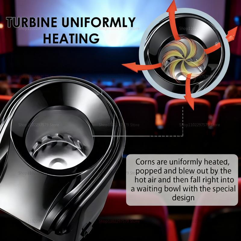 Premium Electric Popcorn Maker Hot Air Corn Popper Fast Heating Stylish Design Perfect For Homemade Snacks Home Theater Kitchen