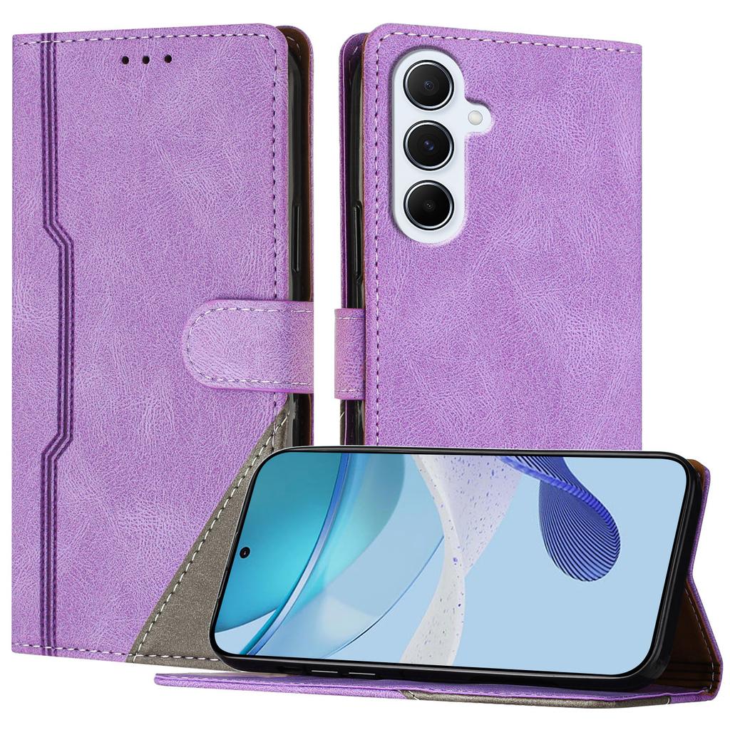 For Samsung Galaxy A26 5G Leather Case Triangle Patchwork Wallet Stand Shockproof Phone Cover