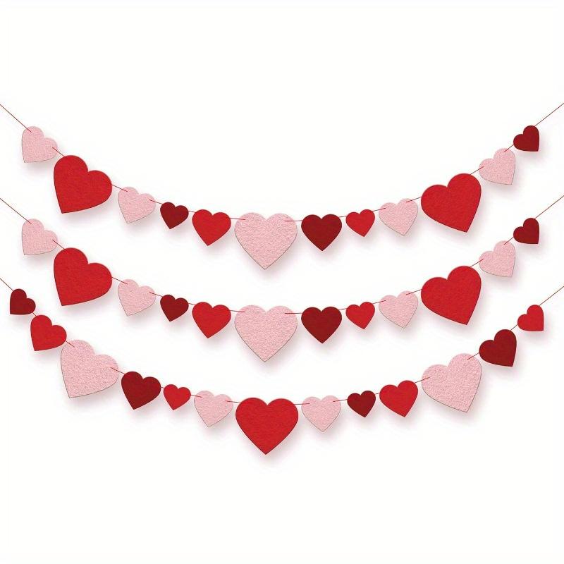

3pcs Valentines Day Red Heart Banner Garland Bunting Love Heart Paper Banner Valentines Day Decoration Party Banner String 3pcs