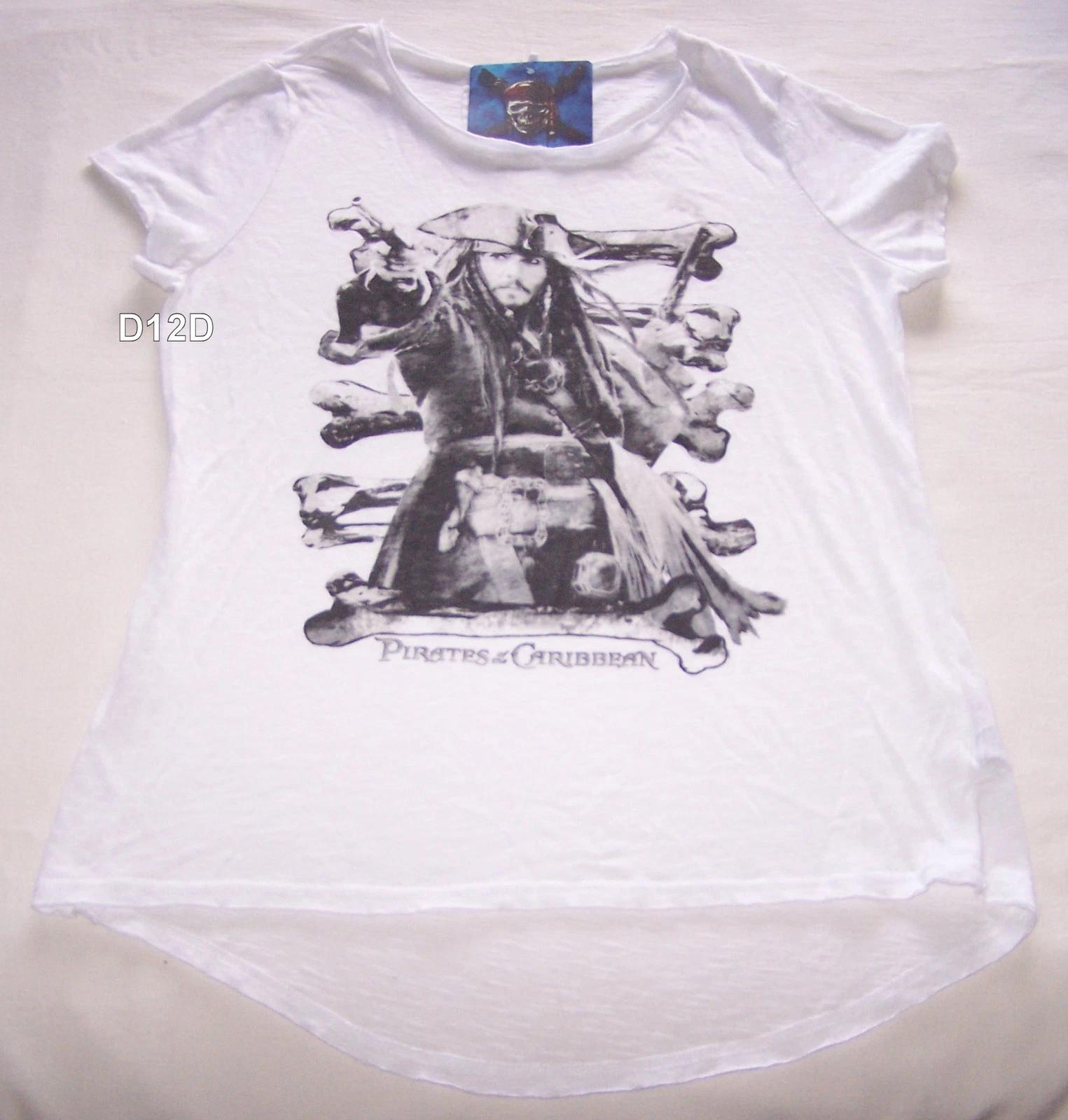 

Pirates Of The Caribbean Ladies White Printed Short Sleeve T Shirt Size XS New 4XL