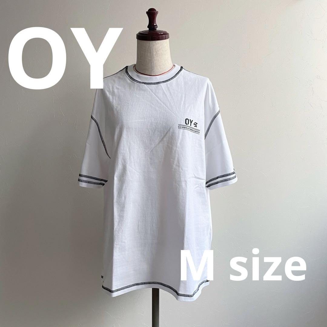 

[USED] OY Korea Short Sleeve Stitched T-Shirt, White, Size M