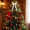 4PCS Long Ribbon Christmas Tree Bows Single/Double Ear Bow Xmas Gift Box Bow  Holiday Ornament