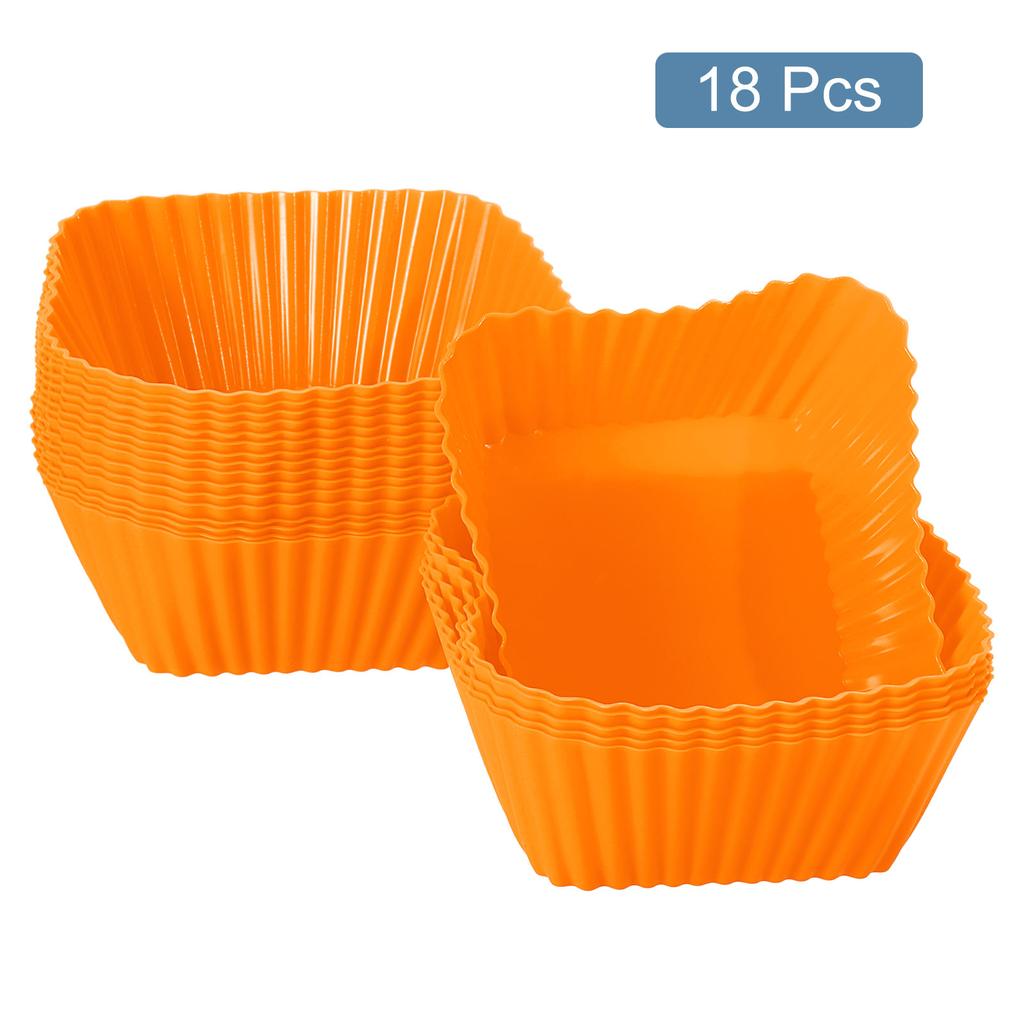 18/36pcs Square Reusable Silicone Cupcake Liners Silicone Cake Mold Muffin Cupcake Baking Molds for Wedding Birthday Party