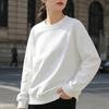 Europe and the United States New Autumn and Winter Crew Neck Sweater Women's Top Long Sleeve White Solid Color Loose Girls Spring and Autumn Models 