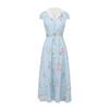 2026 Sommer Wunderschönes Blumenmuster Kerbkragen Langes Kleid Damen Kurzarm Blumendruck Einreiher Gürtel Urlaubsrobe Kleid